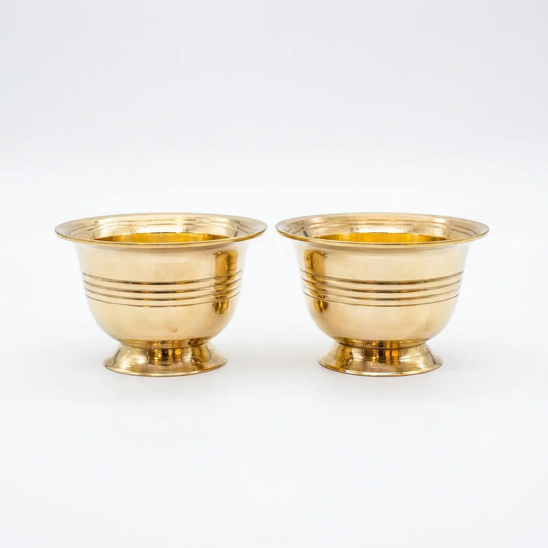 Brass Kumkum | Turmeric | Chandan | Puja Bowl (2 Pcs) | Swaha
