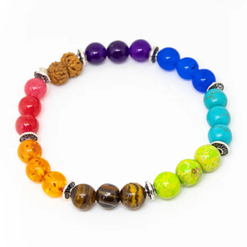 7 Chakra Bracelet | Natural Lab Certified Rudraksha Beads & Gemstones Bracelet For Men & Women | Swaha