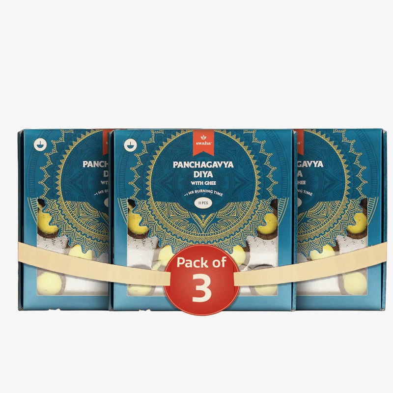 Panchagavya Diya with Ghee (11 pcs) - Combo Pack of 3 | Swaha