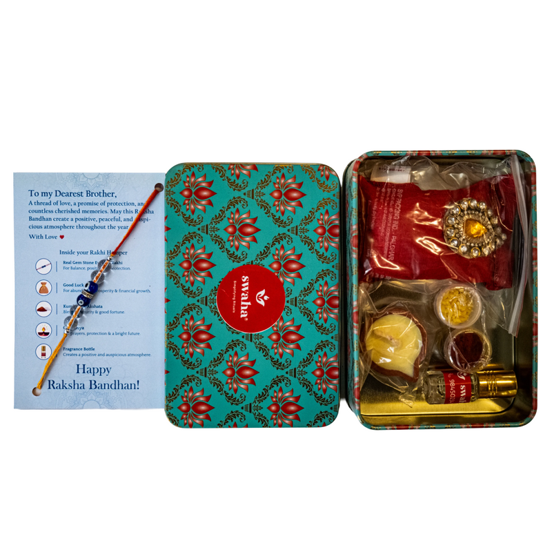 Swaha Rakhi Gift Box - 7 Chakra Rakhi / Evil Eye Rakhi