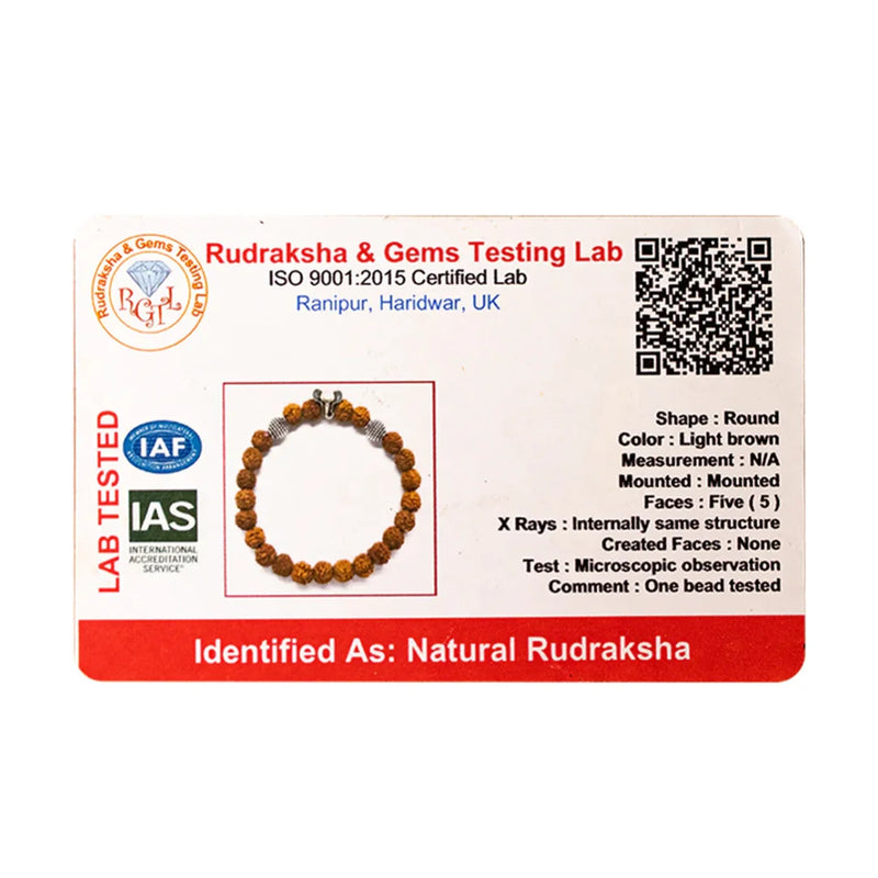 5 Mukhi Rudraksha Bracelet | Original Lab Certified Rudraksha Bracelt For Men & Women | Swaha