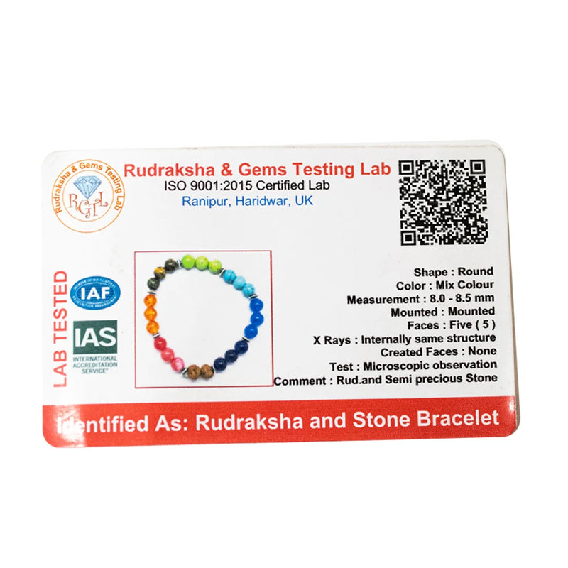7 Chakra Bracelet | Natural Lab Certified Rudraksha Beads & Gemstones Bracelet For Men & Women | Swaha