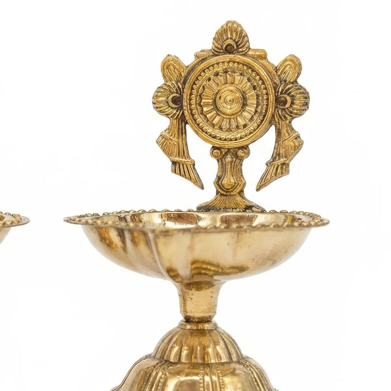 Swaha Brass Shankh Chakra Deepam (Pair)