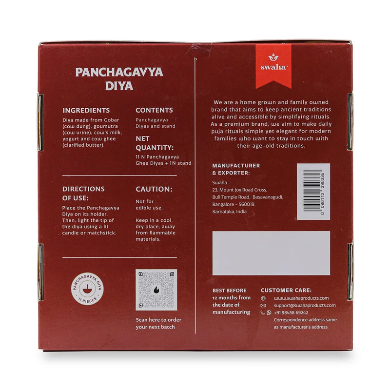 Panchagavya Diya without Ghee (11 pcs) | Swaha