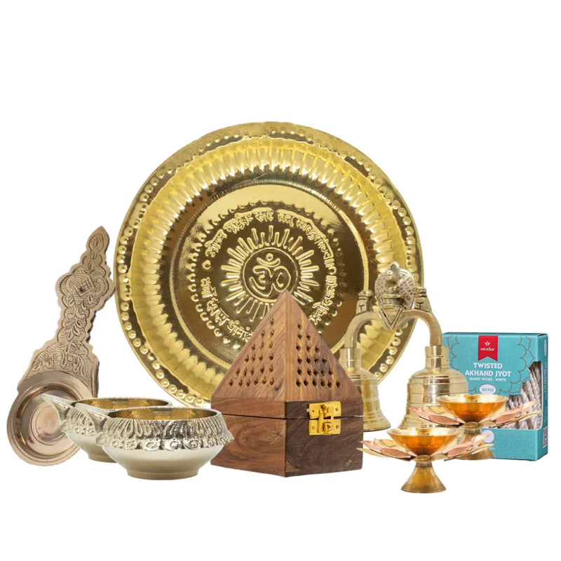 Brass Puja Articles Combo | Swaha