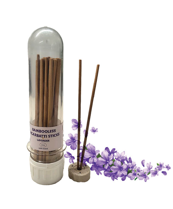 Bambooless Lavender  Agarbatti Sticks 6" with Free Stand | 50pcs Each | Swaha