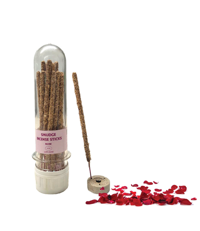 Rose Smudge Incense Sticks 20 Pcs with Stand | Swaha