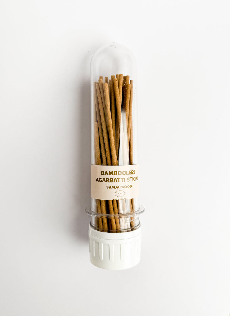 Bambooless Sandalwood Agarbatti Sticks  6" with Free Stand | 50pcs | Swaha