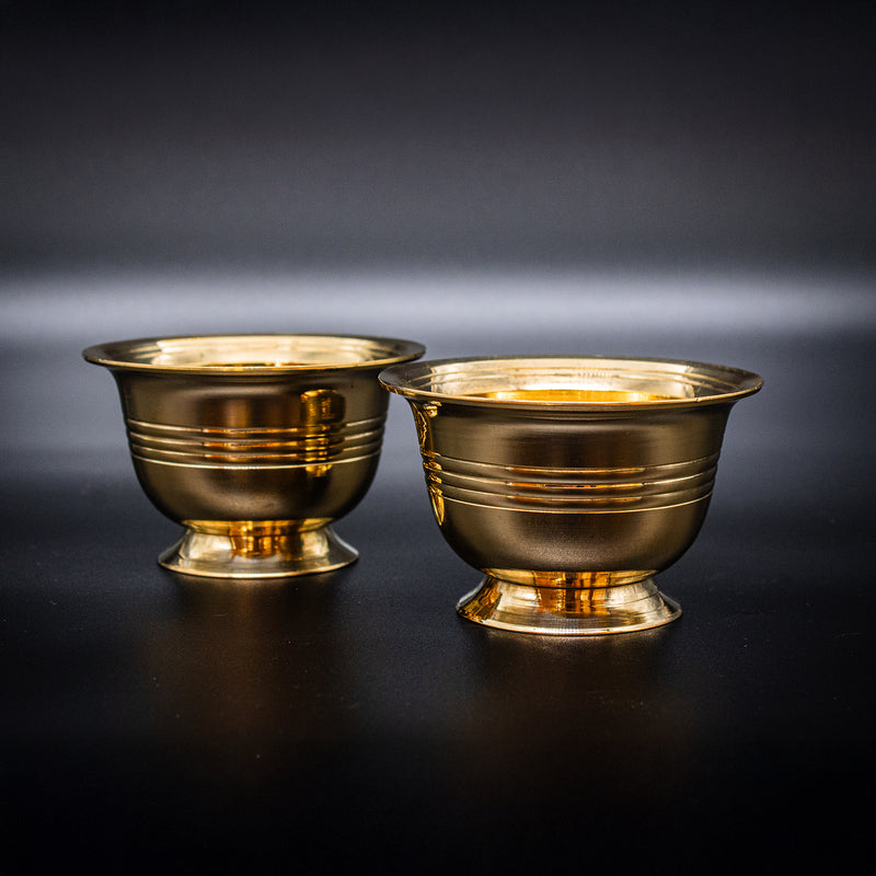 Brass Kumkum | Turmeric | Chandan | Puja Bowl (2 Pcs) | Swaha