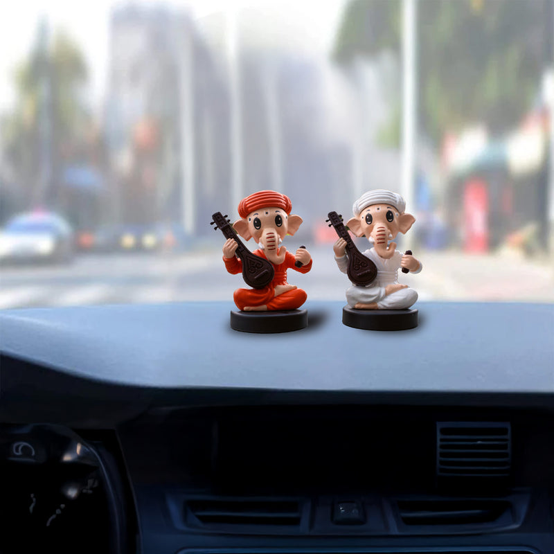 Divine Cute Sitting Ganesha Bobblehead  - Ideal for Car, Office and Home | Swaha