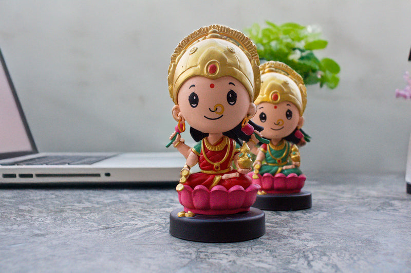 Divine Cute Lakshmi Bobblehead  - Ideal for Car, Office and Home | Swaha