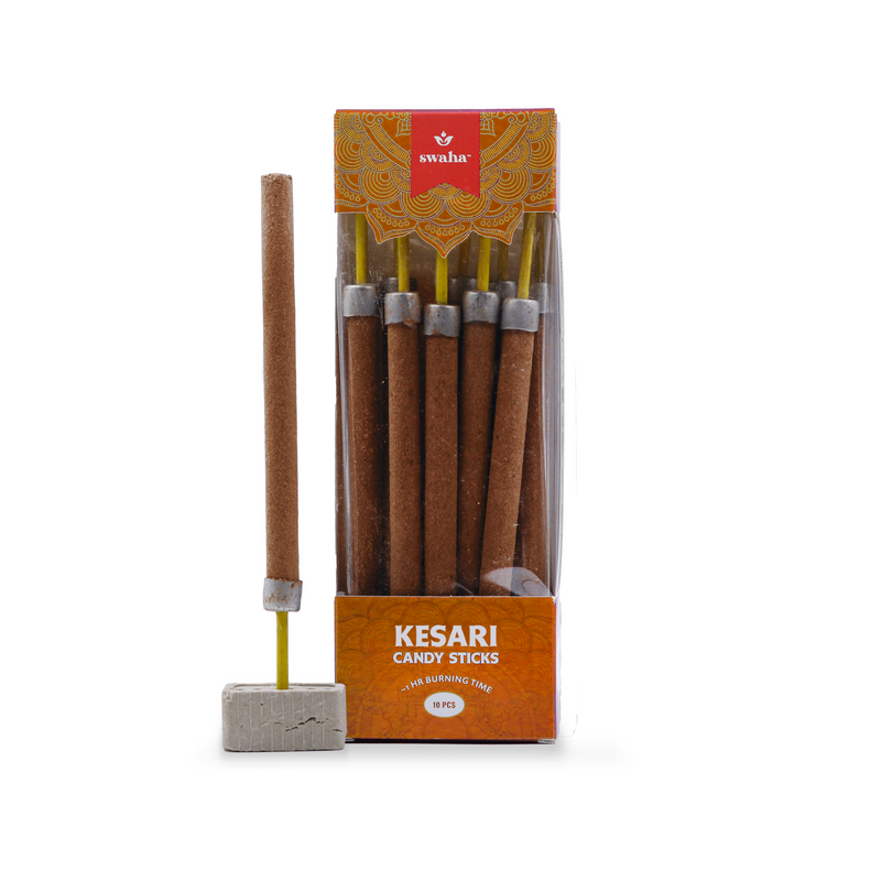 Swaha Kesar Candy Stick (Set of 10), Long Lasting Kesar Fragrance Incense Sticks
