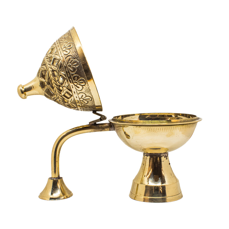 Swaha Brass Dhoop Dani | Traditional Dhoop Holder for Aromatic Rituals | Home Decor Items | Small Size