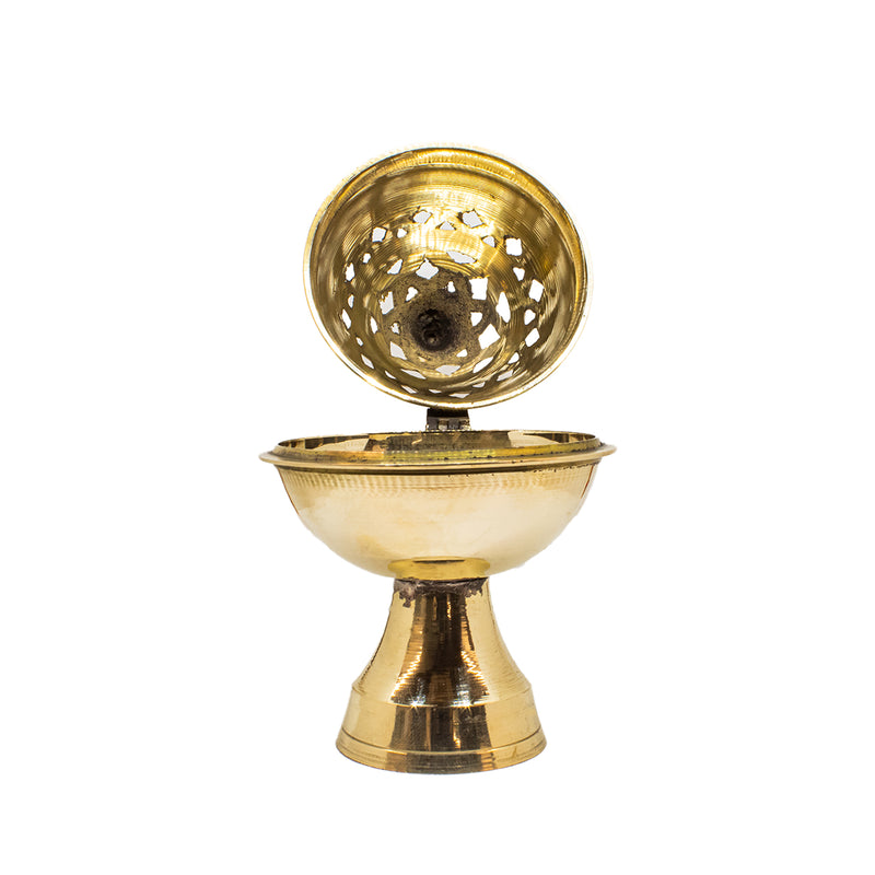 Swaha Brass Dhoop Dani | Traditional Dhoop Holder for Aromatic Rituals | Home Decor Items | Small Size