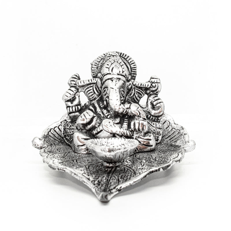 Pipal Leaf Ganesha Idol with Diya Holder|  Ganapathi Sculpture | Home Decorations | Swaha