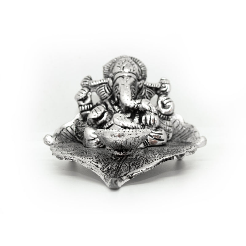 Pipal Leaf Ganesha Idol with Diya Holder|  Ganapathi Sculpture | Home Decorations | Swaha