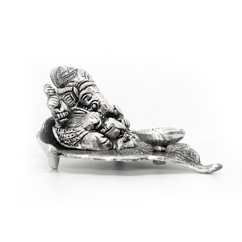 Pipal Leaf Ganesha Idol with Diya Holder|  Ganapathi Sculpture | Home Decorations | Swaha