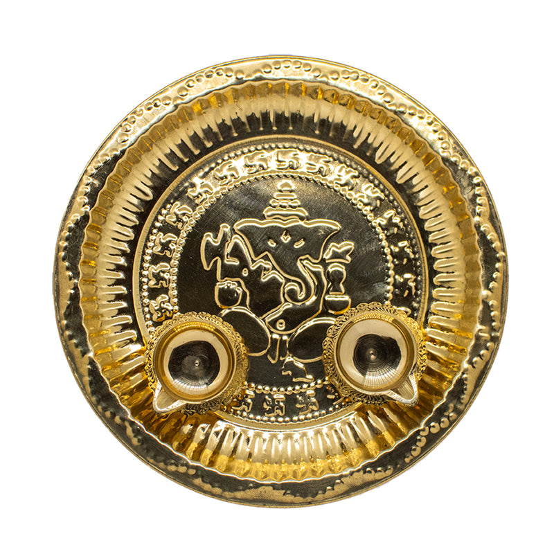 Brass Aarti Plate with a Pair of Kubera Deepa| Daily Pooja Products | Swaha