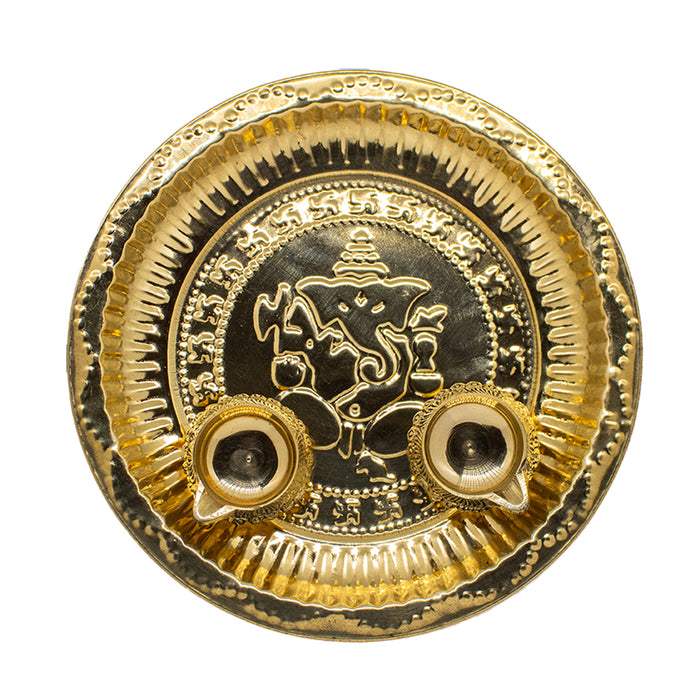 Swaha Brass Aarti Plate with Diya holder | Daily Pooja Products