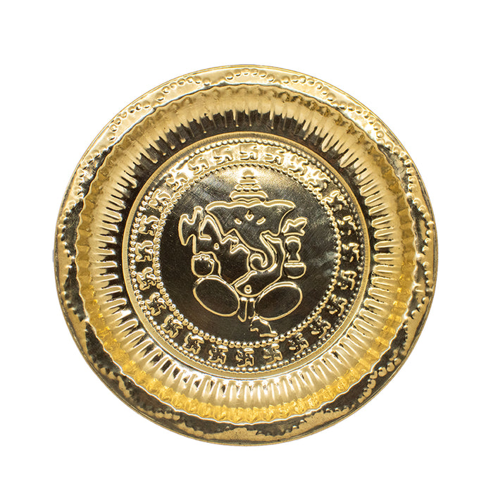 Swaha Brass Aarti Plate | 8.5in Diameter | Daily Pooja Products
