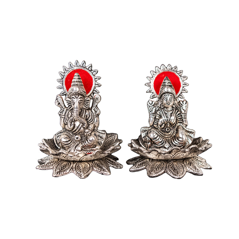 Laxmi Ganesha Pair | God Statues on Kamal | Religious Sculptures for Pooja | Swaha