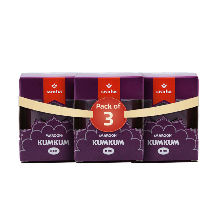 Swaha | Pure KumKum | Maroon - Combo Pack of 3