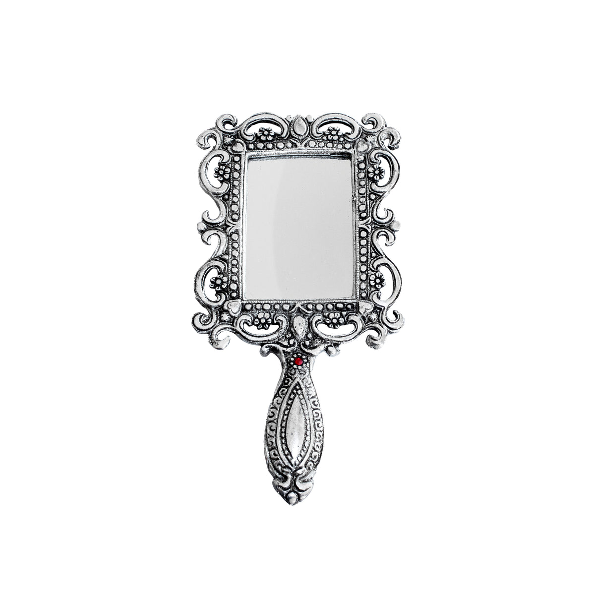 Swaha Rectangle Mirror Silver Color Metal Makeup Mirror