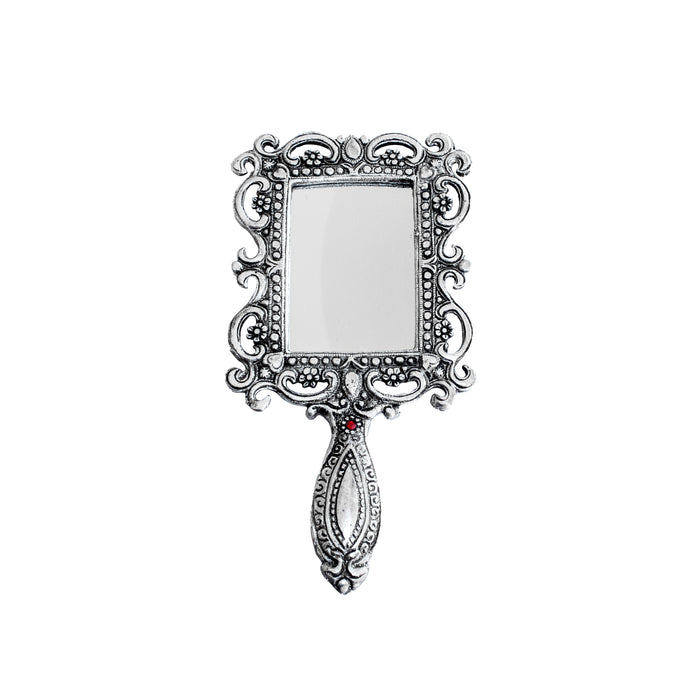 Swaha Rectangle Mirror | Silver Color Metal Makeup Mirror
