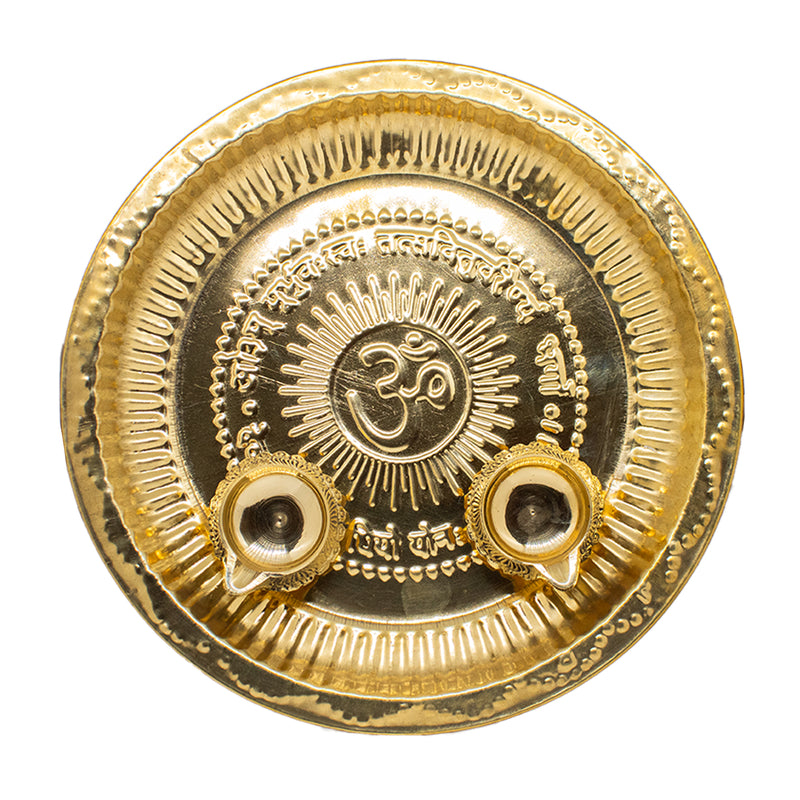 Brass Aarti Plate with a Pair of Kubera Deepa| Daily Pooja Products | Swaha