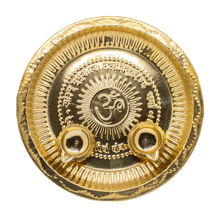 Swaha Brass Aarti Plate with Diya holder | Daily Pooja Products