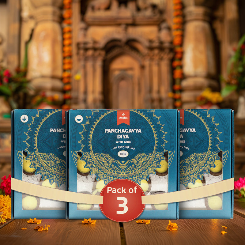 Panchagavya Diya with Ghee (11 pcs) - Combo Pack of 3 | Swaha