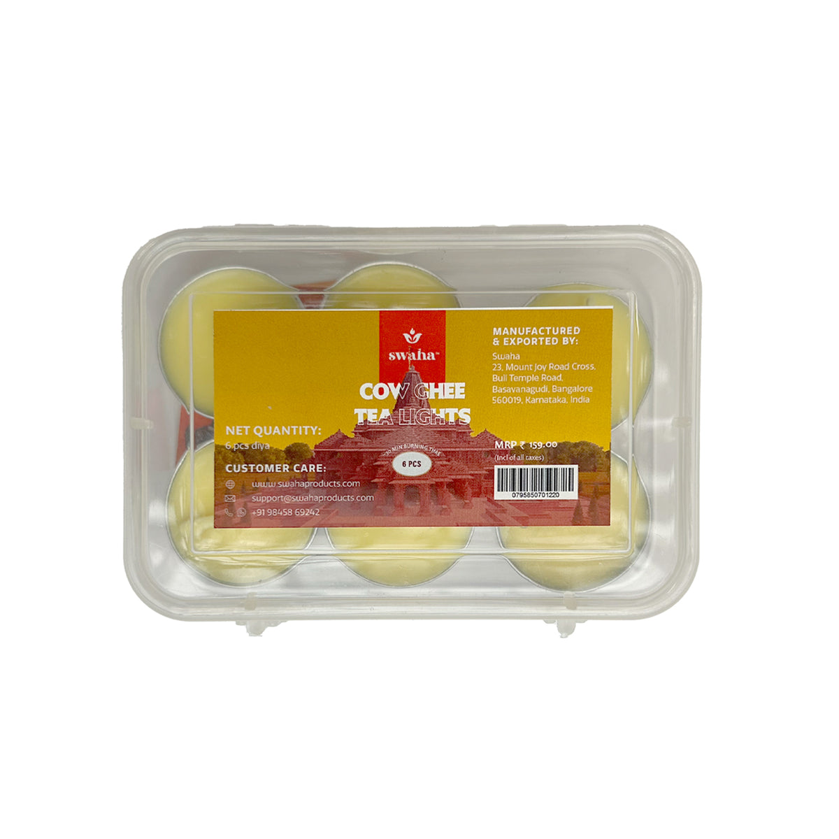 Swaha Cow Ghee Tea Lights 6 pcs Ram Mandir Opening