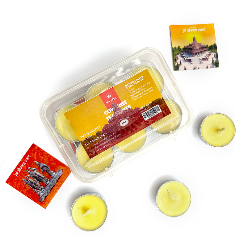 Cow Ghee Tea Lights | 6 pcs | Ram Mandir Opening | Swaha