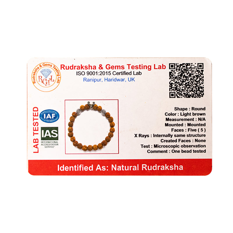 5 Mukhi Rudraksha Bracelet | Original Lab Certified Rudraksha Bracelt For Men & Women | Swaha