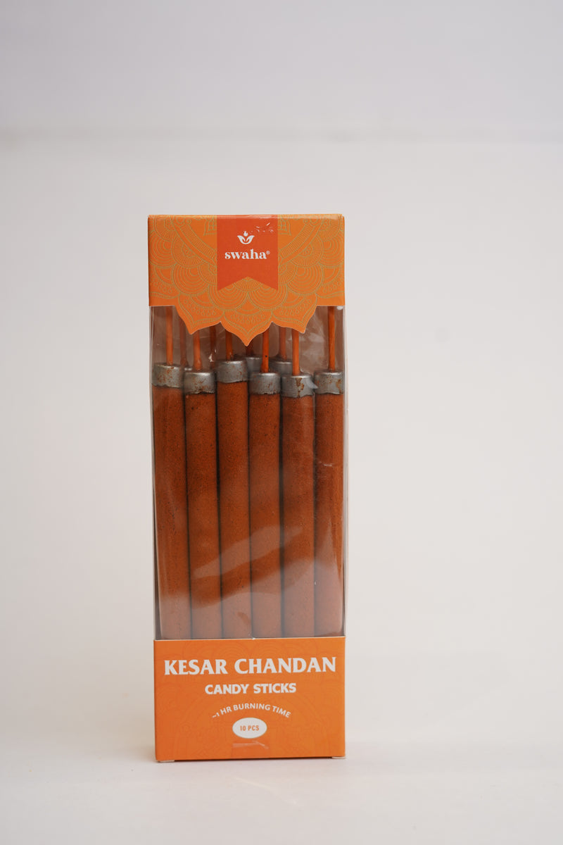 Swaha Kesar Candy Stick (Set of 10), Long Lasting Kesar Fragrance Incense Sticks