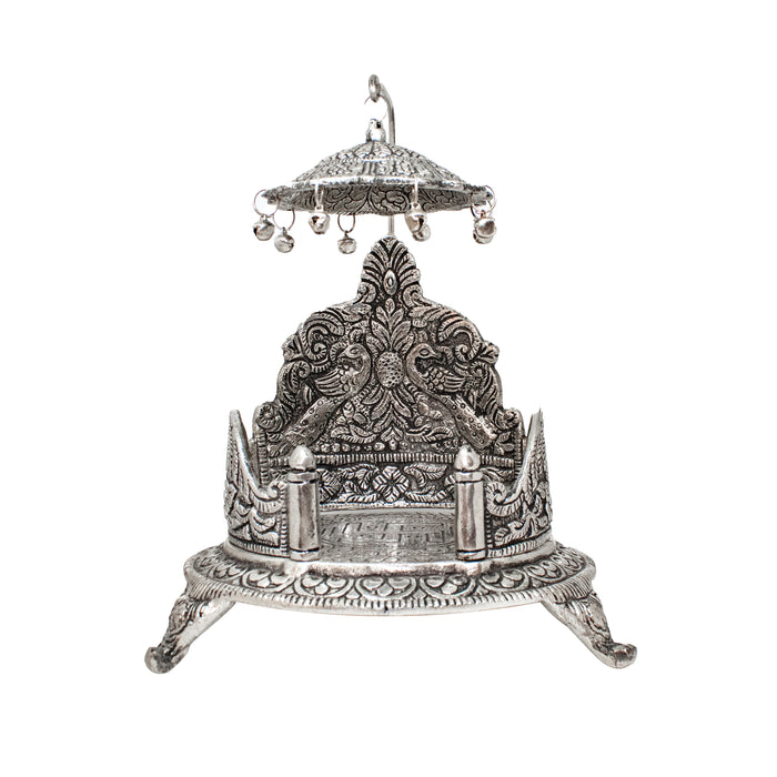Swaha Singhasan | Round Silver Color Singhasanam For God Idols | Home Pooja and Decoration