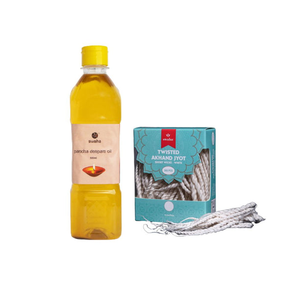 Oil Wicks & Pancha Deepam Oil Combo | Swaha