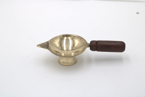 Brass Ek Arti Holder with Wooden Handle | Swaha