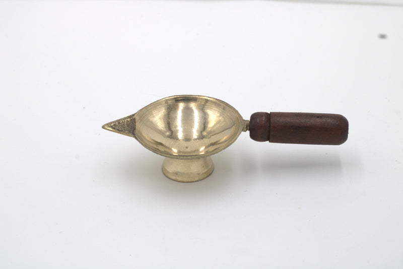 Brass Ek Arti Holder with Wooden Handle | Swaha