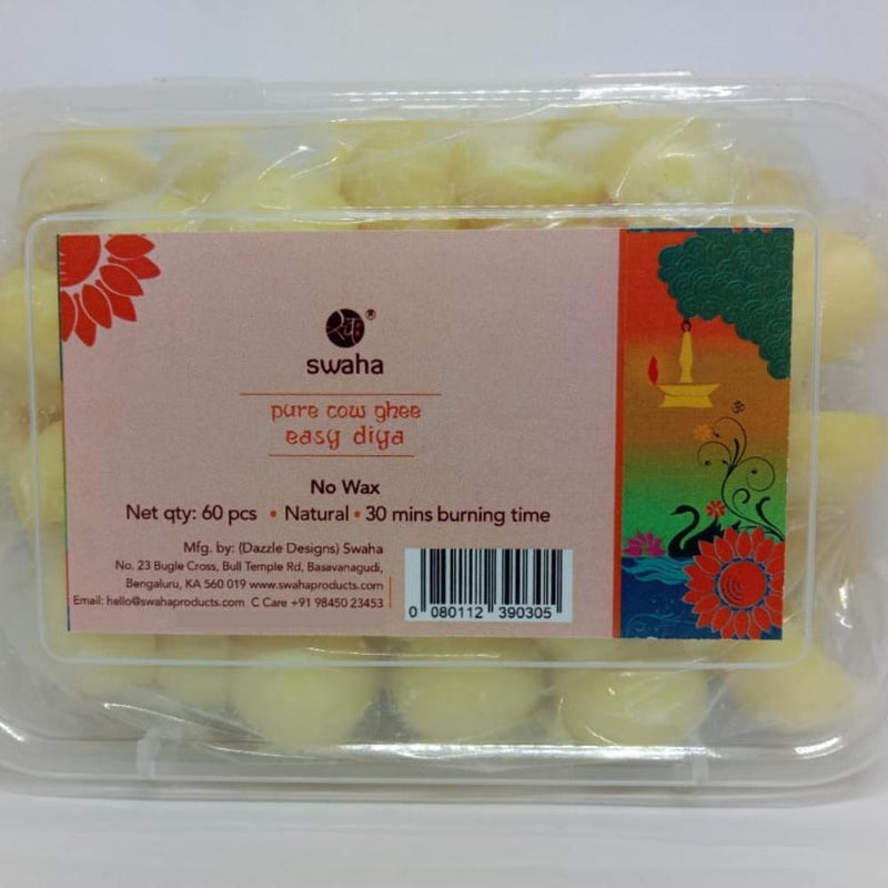 Swaha Cow Ghee Diya Wicks (30mins Burning Time - 60 Wicks) - Subscription