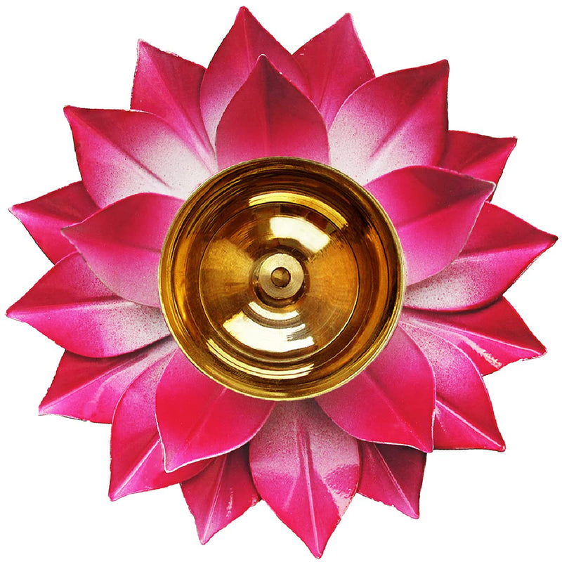 Lotus Diya Pack of 2 & Akhand Jyoth Short Wicks | Swaha