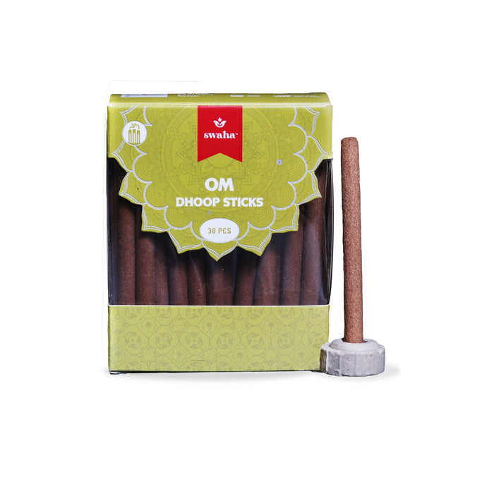 Swaha <br> Om Cylindrical Dhoop Stick (30 sticks)