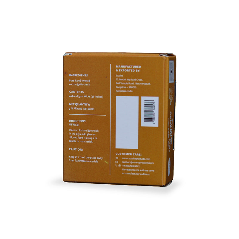 AkhandJyot Cotton Long Wicks (3 pcs) | Swaha