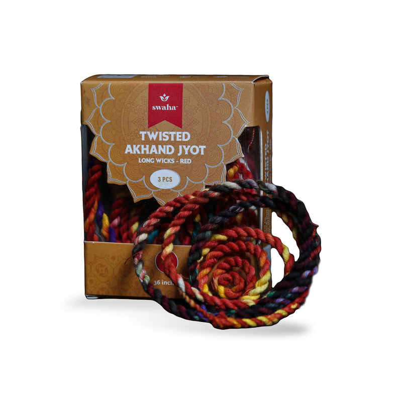 AkhandJyot Cotton Long Wicks (3 pcs) | Swaha