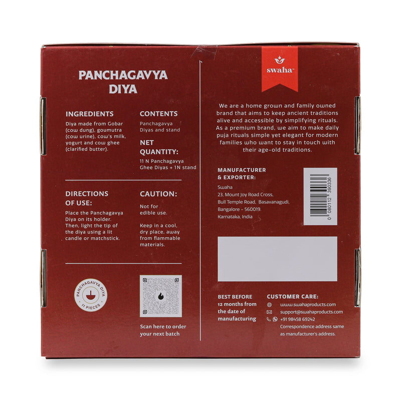Panchagavya Diya without Ghee (11 pcs) | Swaha
