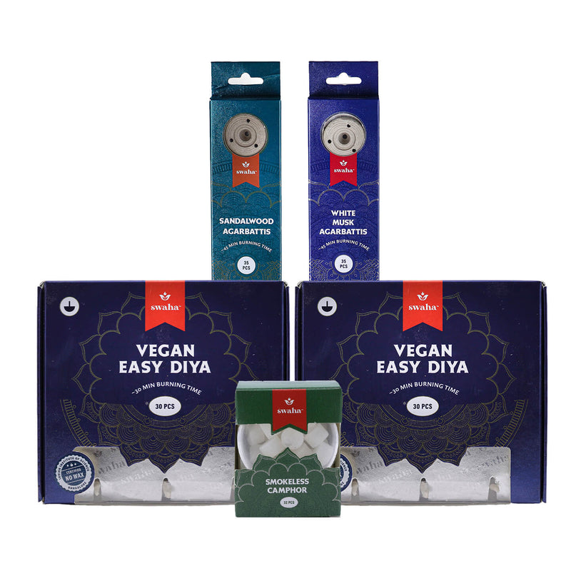 Monthly Puja Pack with Vanaspathi Ghee Diya | Swaha