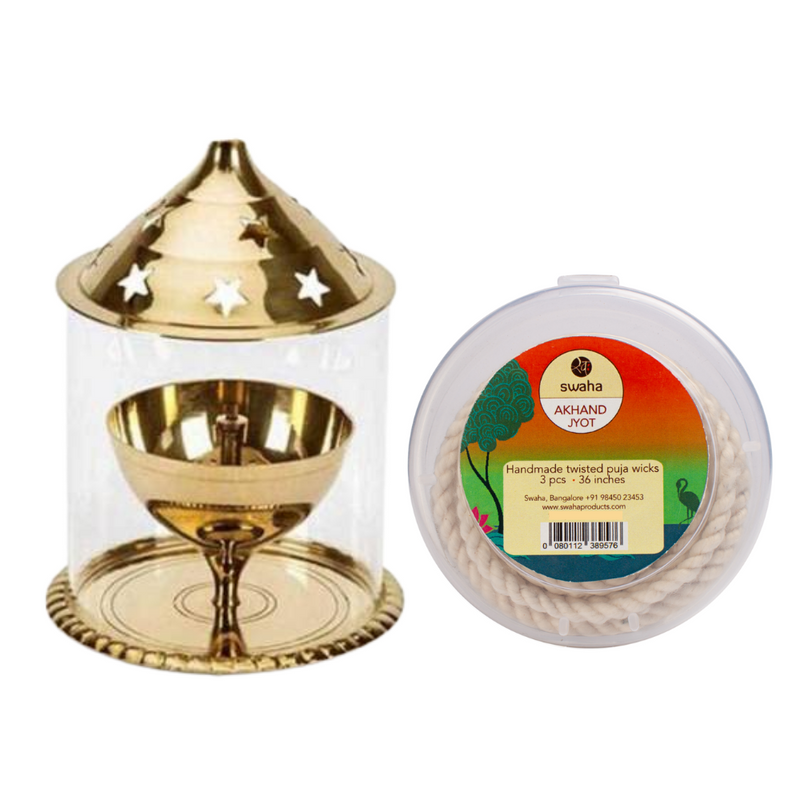 Udupi Lamp 20ml & Akhand Jyoth Wicks | Swaha
