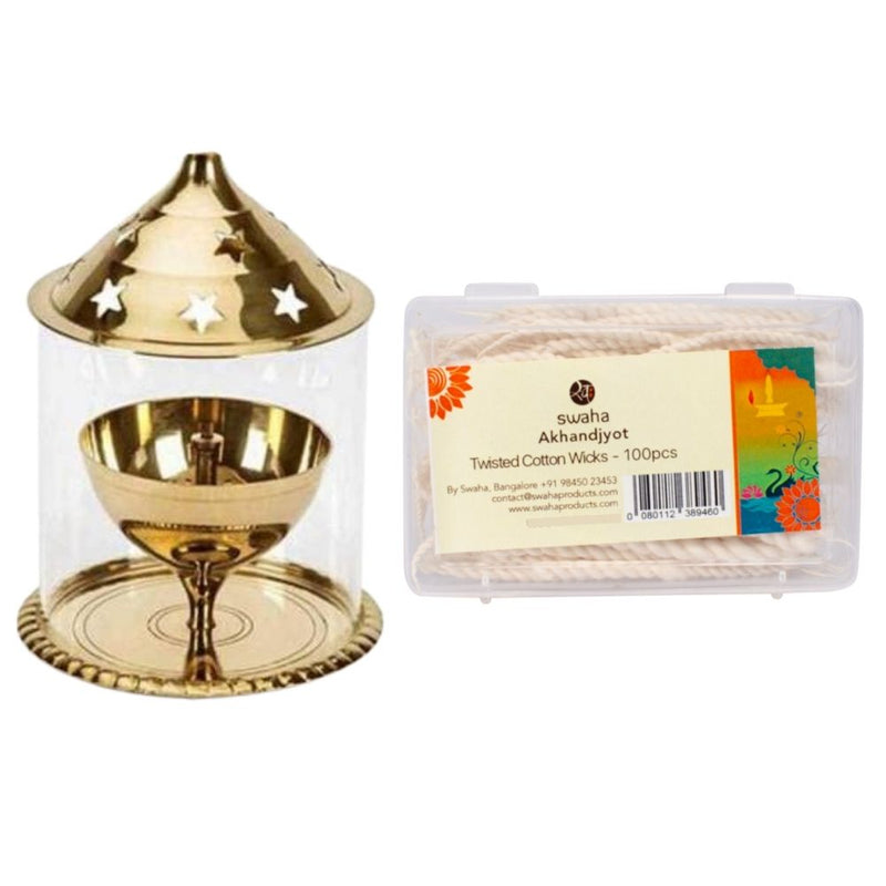 Udupi Lamp 10ml & Akhand Jyoth Short Wicks | Swaha