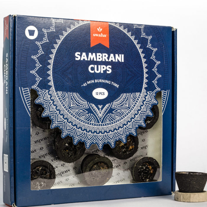 Swaha Cylindrical Sambhrani Cups with Stand (12 cups)