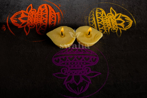 Cow Ghee Diya Wicks |4hrs Burning Time | Pack of 2 | Swaha